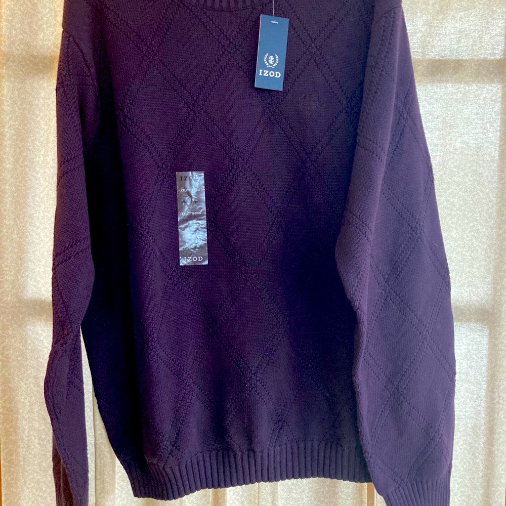 IZOD Woman’s Sweater Purple Diamond Pattern 2XL